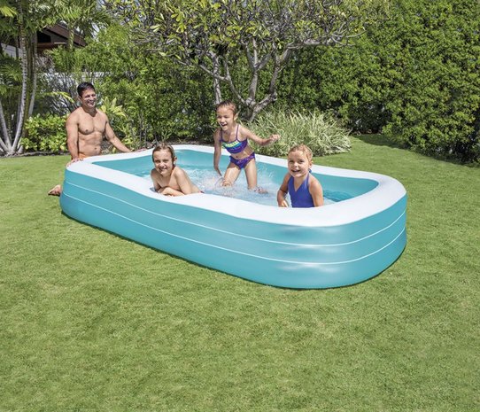 zadel Brandweerman leider Familie zwembad opblaasbaar blauw: 3rings groot zwembad!